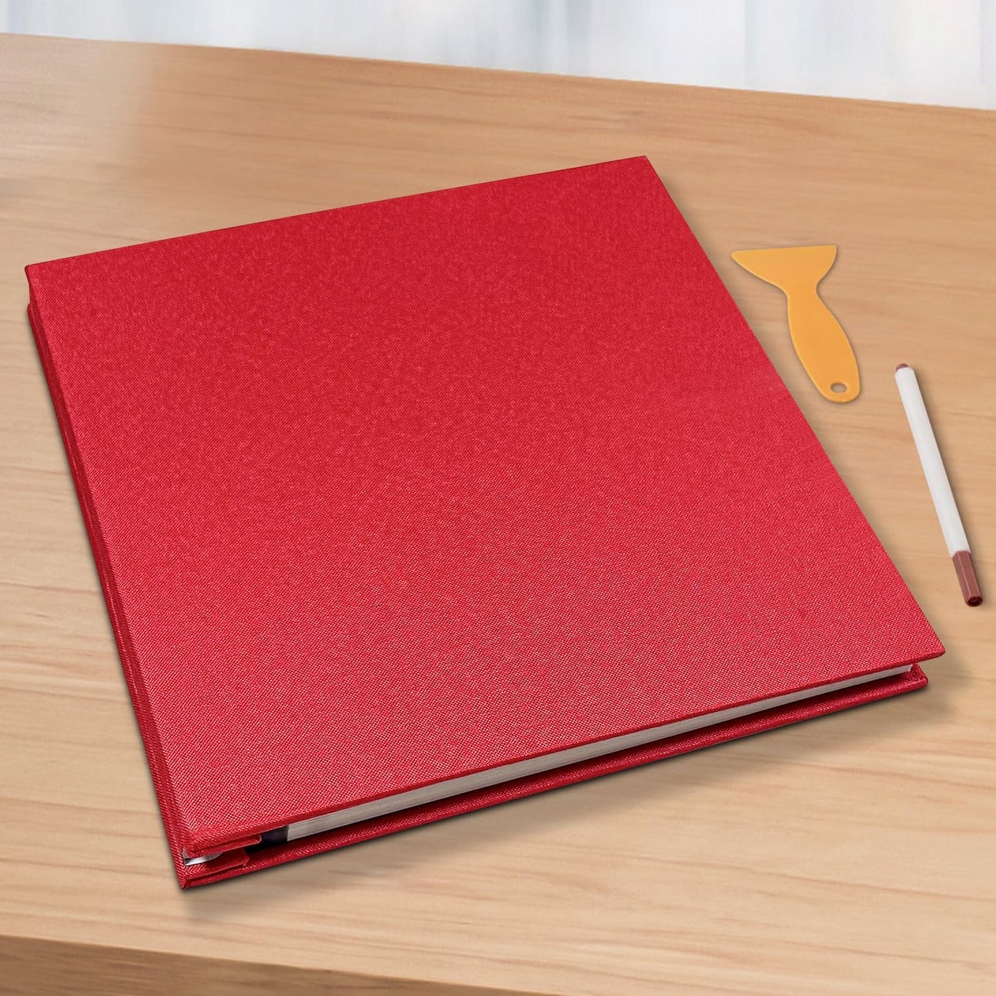 Large Photo Album Self Adhesive Scrapbook Album for 4×6 8×10 Pictures DIY Magnetic Linen Cover Album 40 Pages for Family Wedding Gifts with Metal Pen and Plastic Board