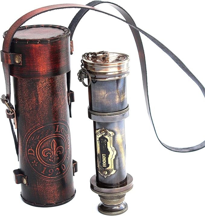 Vintage Brass Ship Telescope – Nautical Marine Spyglass for Sailing, Trekking & Maritime Decoration – Royal Navy Inspired Designer Replica for Sailors & Collectors