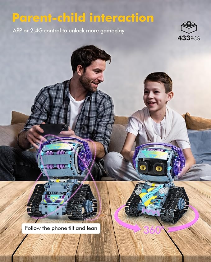 3 in 1 STEM Robotics Toy Building Blocks Set, Programmable APP Remote Control Robot/Car Robot Coding Kit, STEM Project Education Birthday Gift for Boys and Girls Ages 8-12 (433 Pieces)