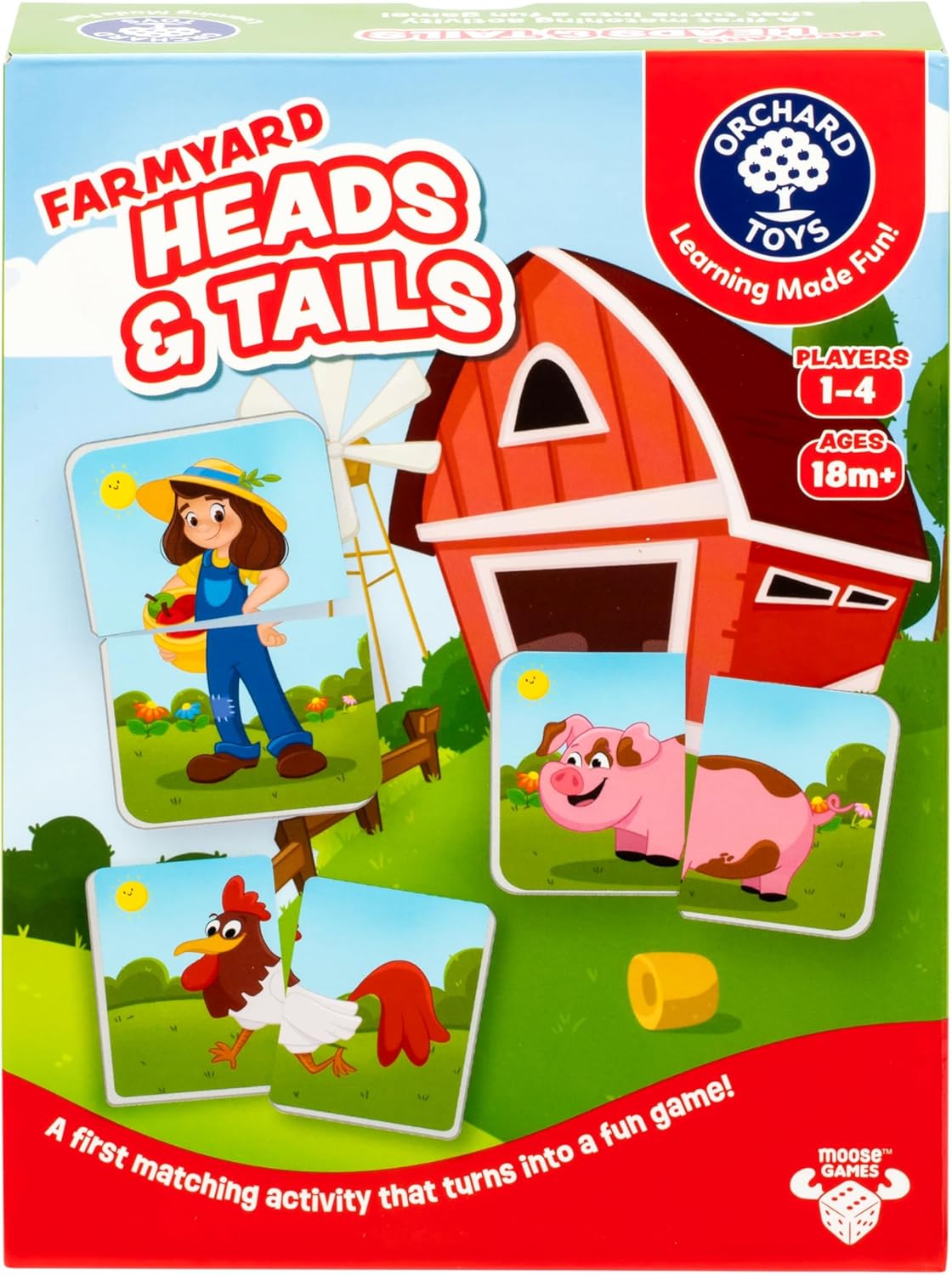 ORCHARD TOYS, Farmyard Heads & Tails Game - New Art, A First Matching Activity That Develops Into a Fun Game, 24 Updated Chunky Cards, Age 18 Months+, 1-4 Players
