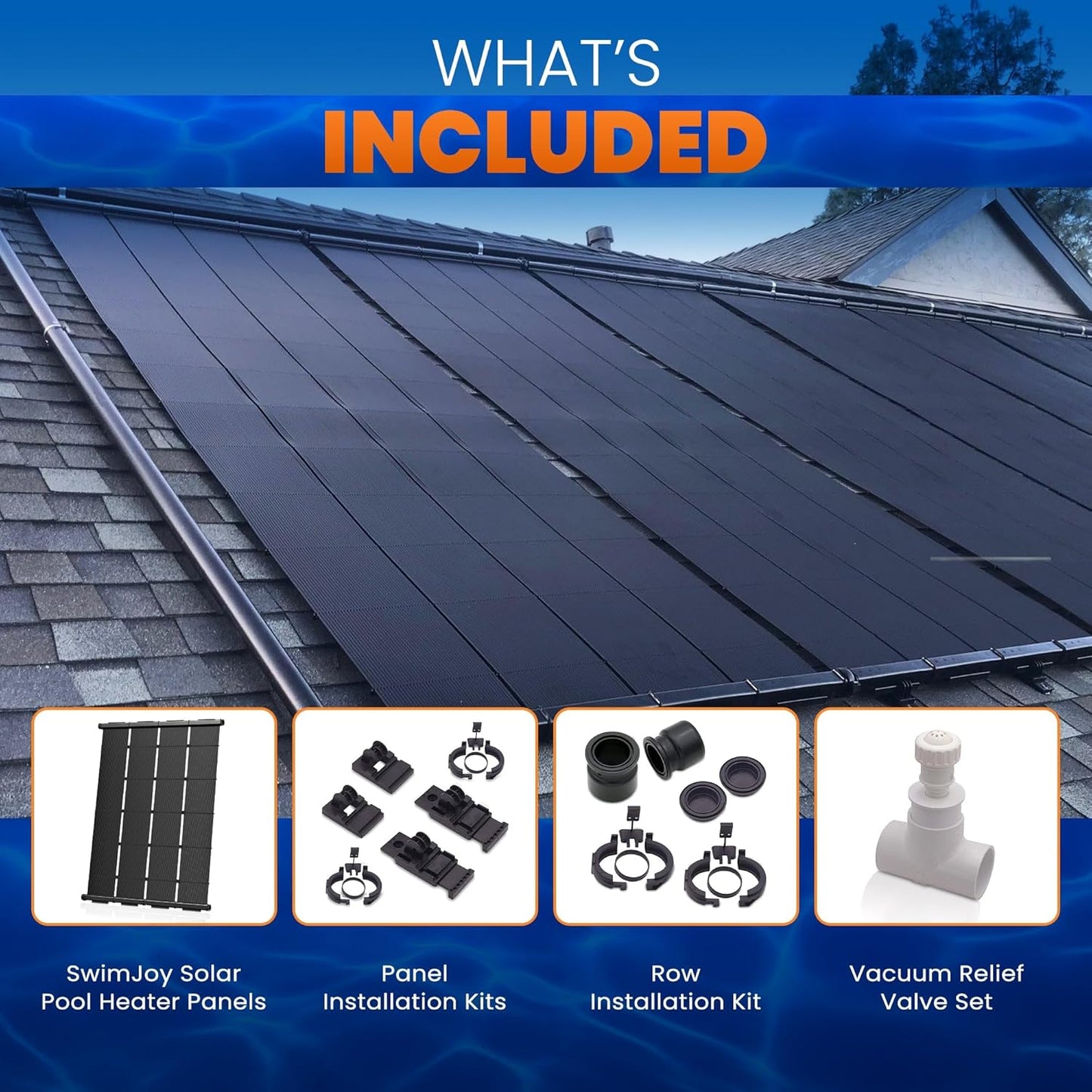 Industrial Grade Solar Pool Heater DIY Kit - Superior High-Wind Strapless Mounting System & Maximum Freeze Resistance (8-4'x7.5' / 240 Square Feet)