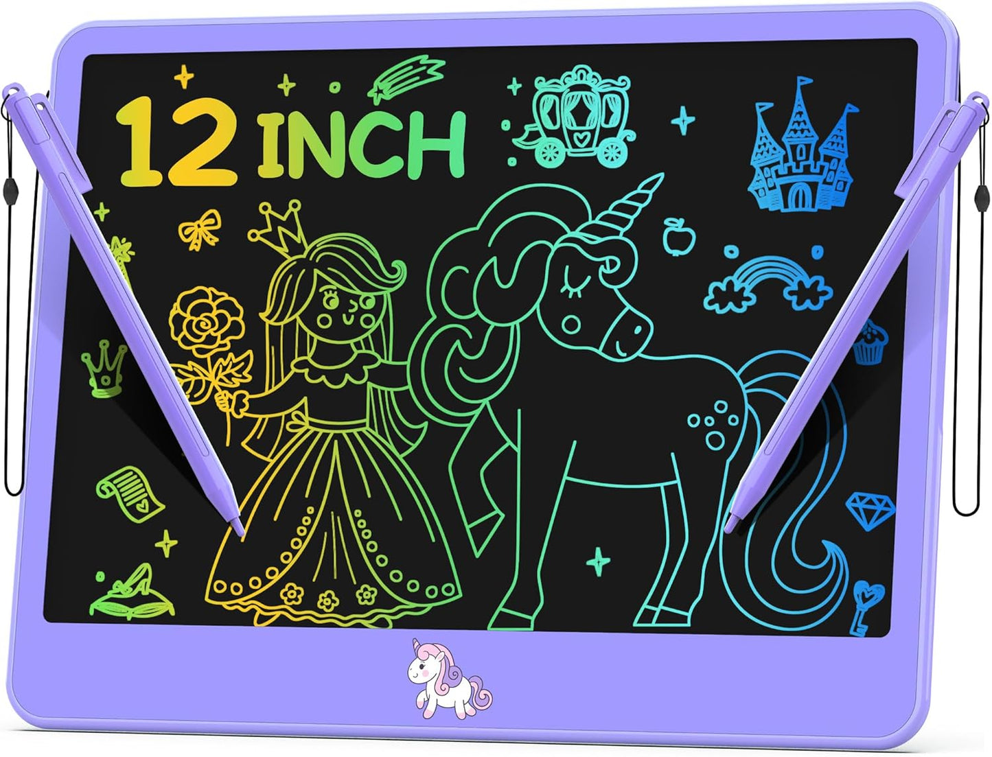 Hockvill LCD Writing Tablet for Kids 12 Inch, Kids Learning Toys Drawing Pad for Girls Boys, Unicorn Doodle Board for Toddlers 3 4 5 6 7 8 Year Old Travel Essentials, Christmas Birthday for Kids