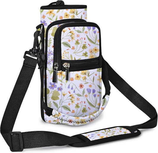 AUPET Water Bottle Sling Bag Sleeve Holder Carrier 25/32/40/64 oz,Insulated Crossbody Water Bottle Case Cover with Strap and Pockets for Men/Women Walking Hiking