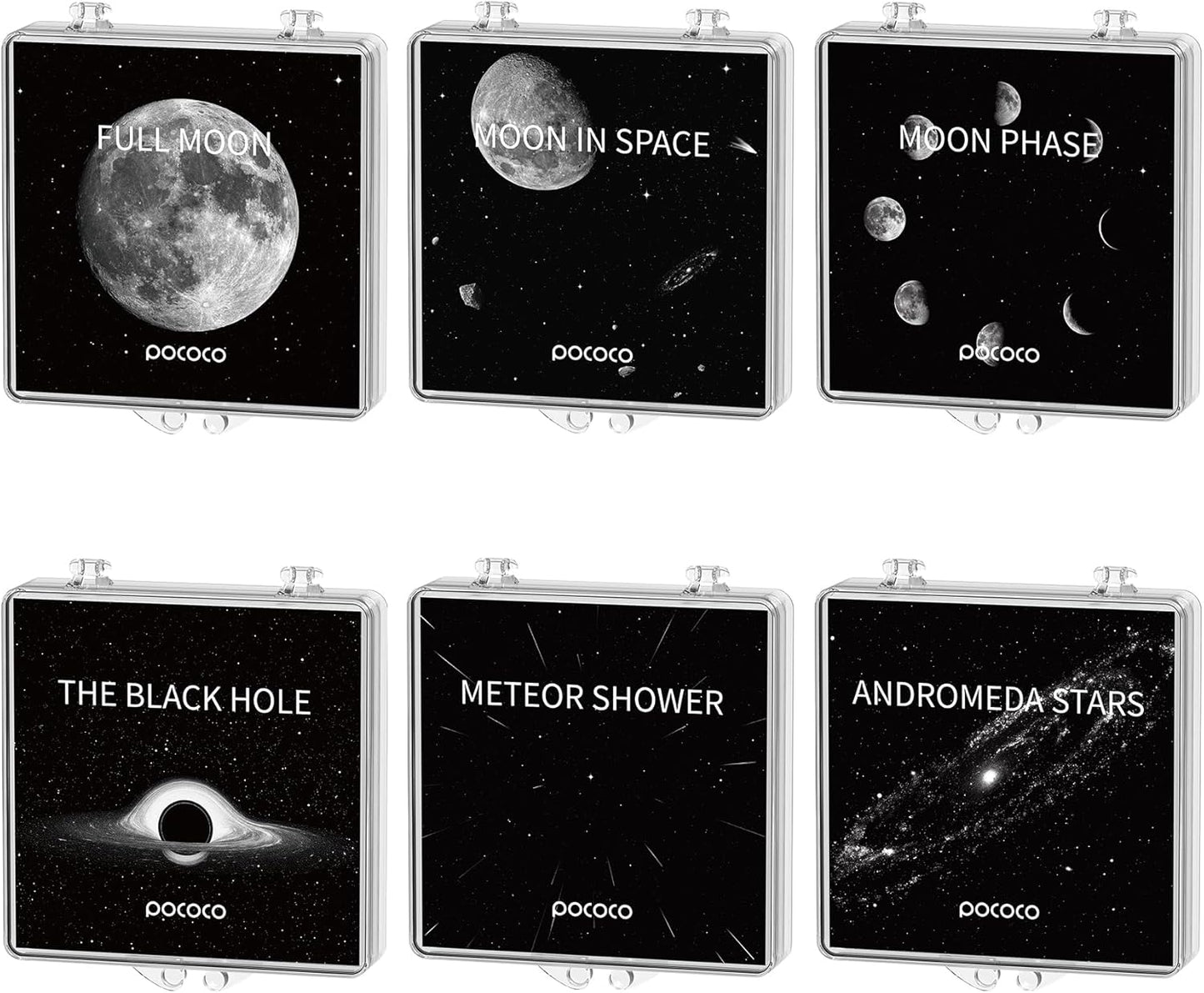 POCOCO Moon and Stars Series Galaxy Star Projector Night Light Discs: Realistic Galaxy Patterns, 5K Ultra HD, 96% Light Transmission, High Brightness - 6-Piece Pack (Projector Not Included)