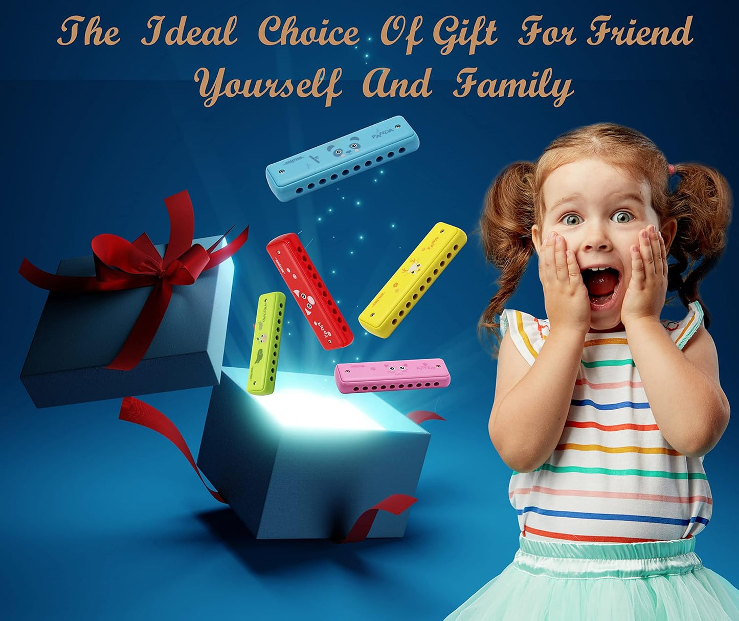 Color Blues Harmonica, Key of C for Kids, Children, Toddler and Beginners,10 Hole 20 Tones Musical Instrument Toy Gift