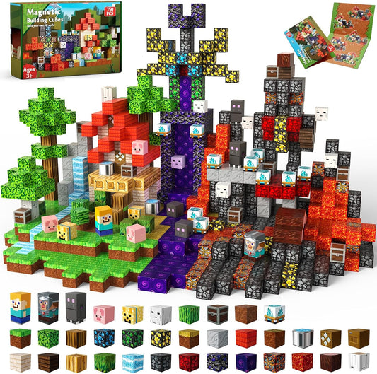 150 PCS Magnetic Blocks - Building Block for Kids Ages 4-8, Magnet Blocks Cubes Tiles Constructions Toys Girl Boy, STEM Educational Montessori Stacking Toy, Sensory Play Game Preschool Learning Gifts