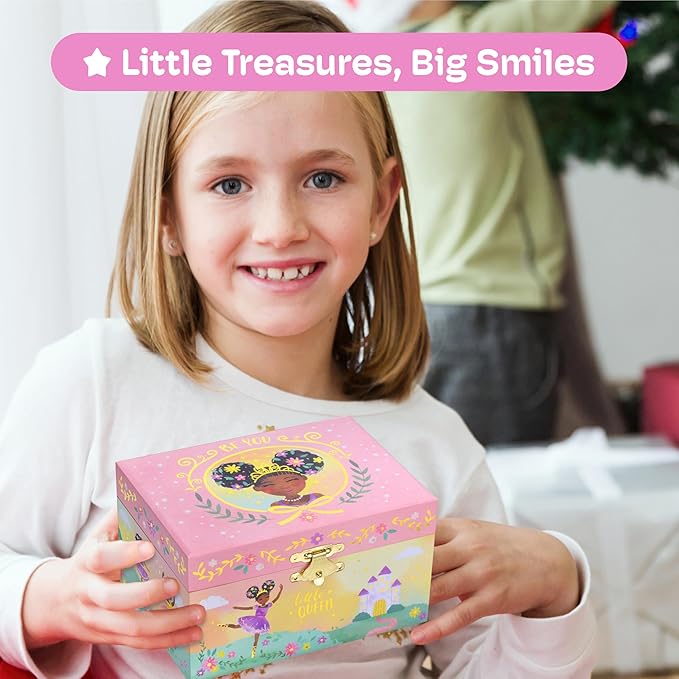 Jewelkeeper Jewelry Box for Girls - Black Ballerina Doll & Music Box - Swan Lake Tune - Jewelry Organizer - 6x5x4-Inch