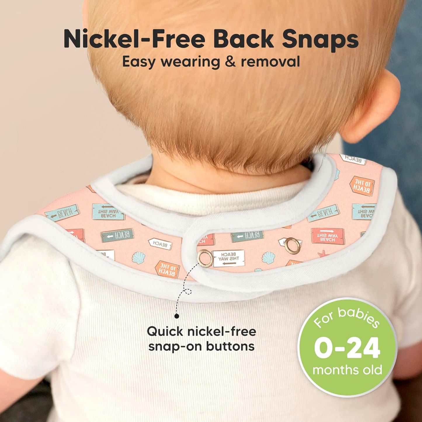 KeaBabies 8-Pack Organic Baby Bibs for Boys, Girls - Super Absorbent Cotton Drool Bibs for Baby Girl & Boy, Teething Toddler, Drooling Newborn, Ultra Soft & Machine Washable (Beach Day)