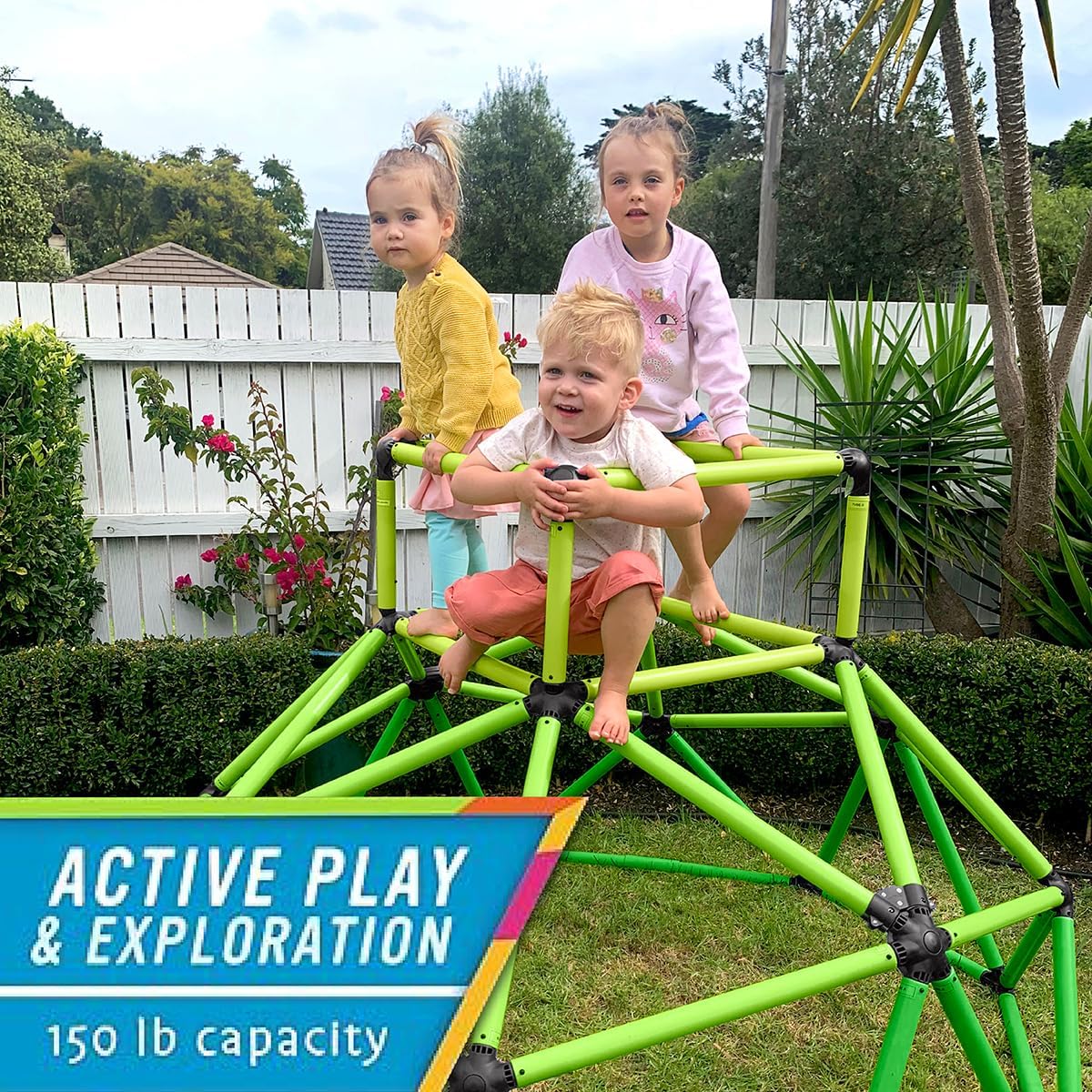 Eezy Peezy Monkey Bars Climbing Tower - Active Outdoor Fun for Kids Ages 3 to 8 Years Old, Green