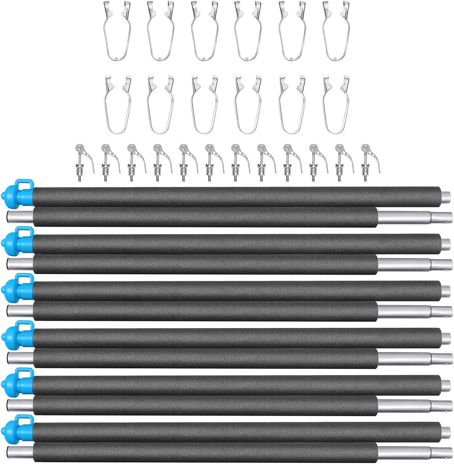 Universal Trampoline Replacement Enclosure Poles with Clamp and Hardware (only fit for The Trampoline with 6 Poles)