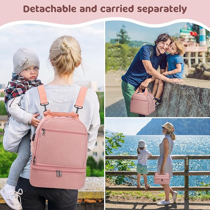 Pump Bag, Breast Pump Carrying Bags with Ice Pack & Waterproof Mat, Breast Pump Bag Compatible with Spectra S1 S2, Pumping Bags Milk Bottle Cooler for Work Travel Camping, Pink