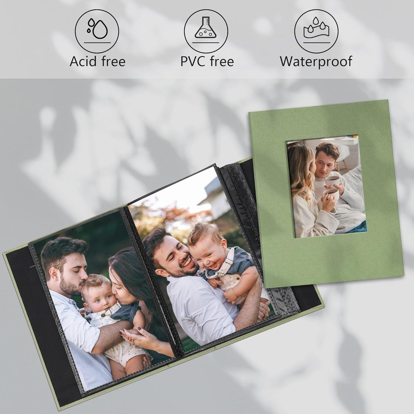 Small 4x6 Photo Album 100 Pockets Linen Cover with Front Window Portable Mini Picture Book for Family Travel Wedding and Memory Keepsake Organizer White