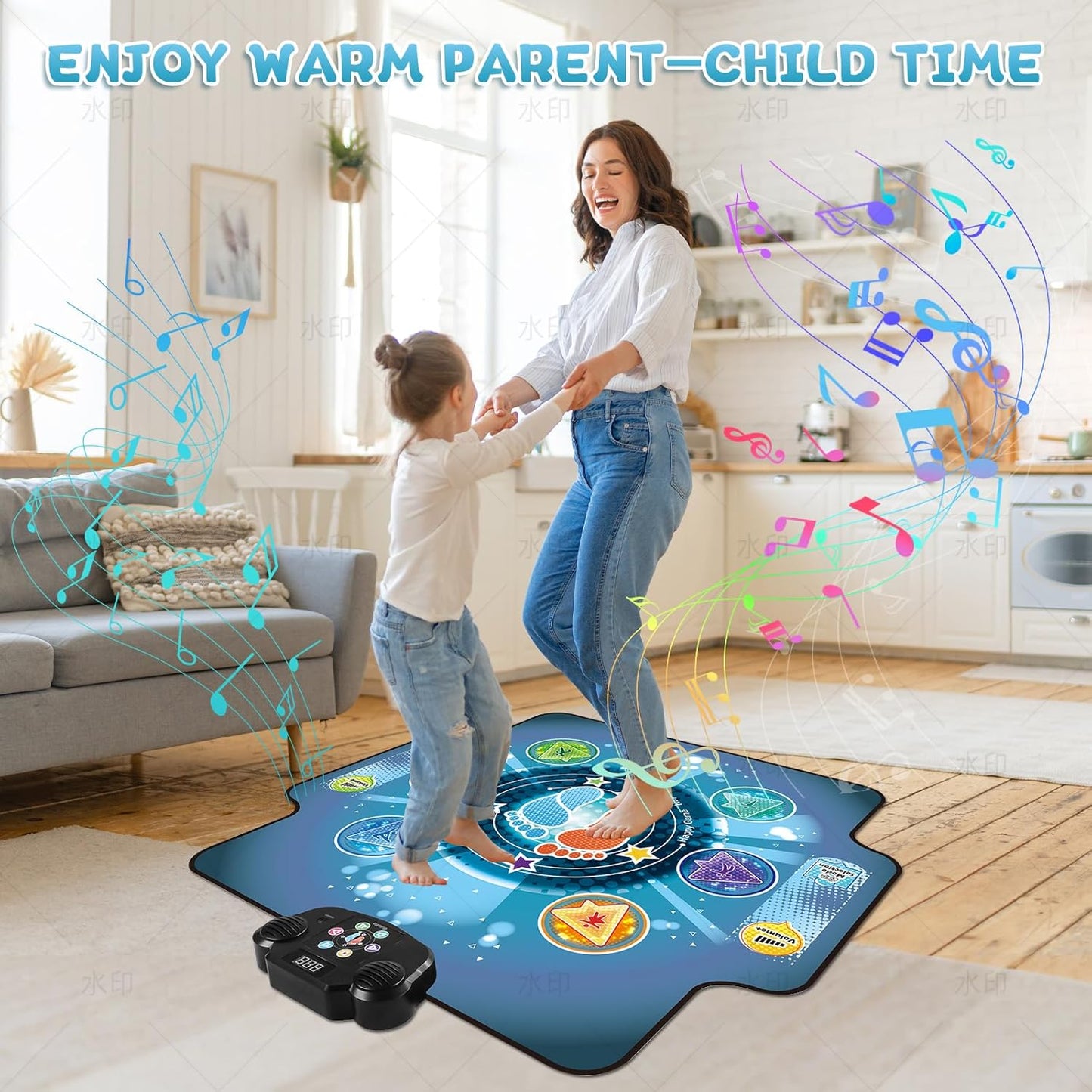 Dance Mat for Kids with Wireless Bluetooth, 5 Game Modes, LED Lights, Music Box with 6 Light-up Pads, Music Game Dance Toy for Girls Boys Gifts 3 4 5 6 7 8 9 10+ Year Old