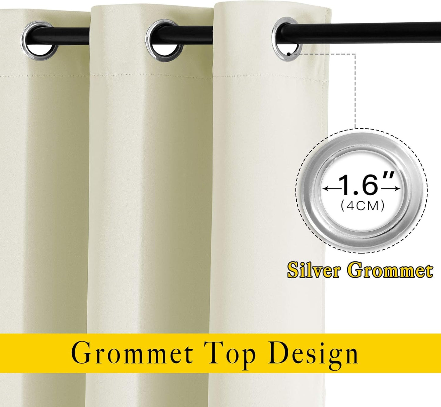 NICETOWN Room Darkening Curtains and Drapes for Bedroom - Grommet Energy Saving Thermal Insulated Light Blocking Window Treatments for Kitchen (Beige, 1 Pair, W66 x L54)
