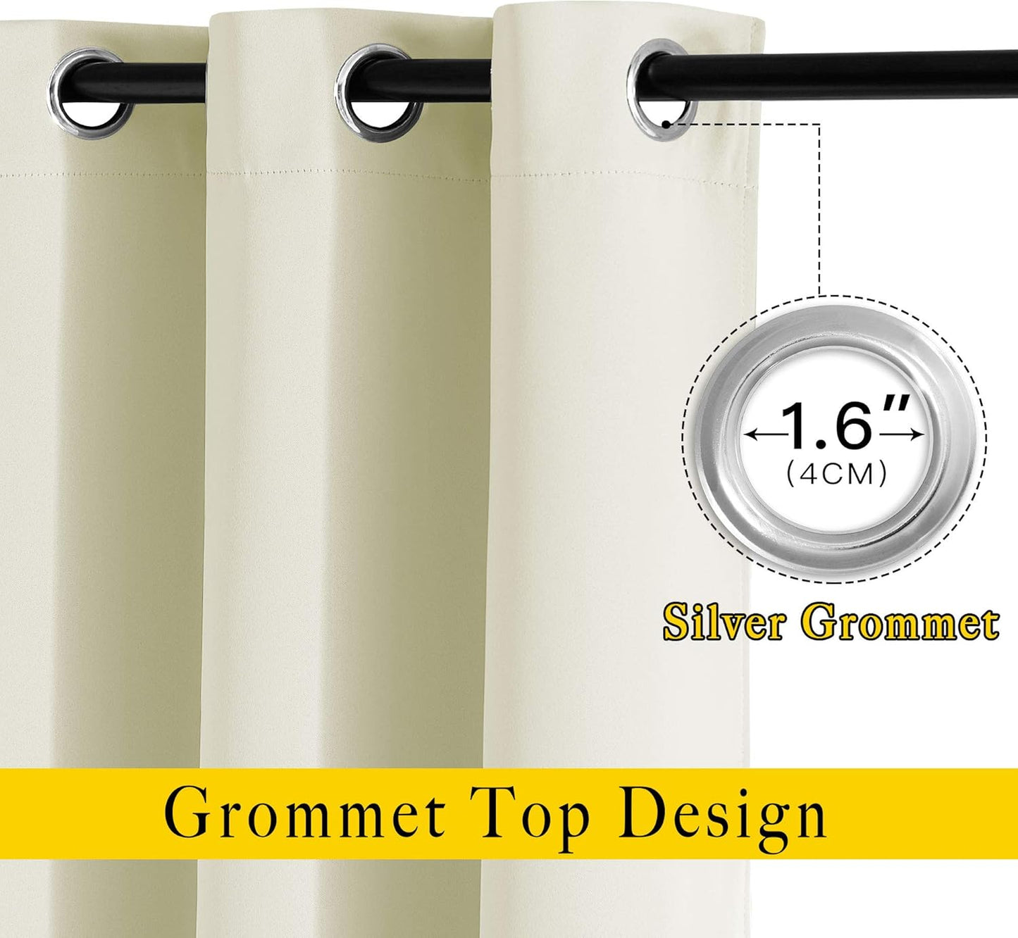 NICETOWN Beige Room Darkening Bedroom Curtains 96 inches Long, Grommet Thermal Insulated Room Darkening Window Treatments Sound Reducing for Living Room, W46 x L96, 2 Panels