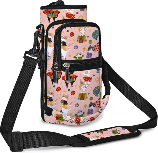AUPET Water Bottle Sling Bag Sleeve Holder Carrier 25/32/40/64 oz,Insulated Crossbody Water Bottle Case Cover with Strap and Pockets for Men/Women Walking Hiking