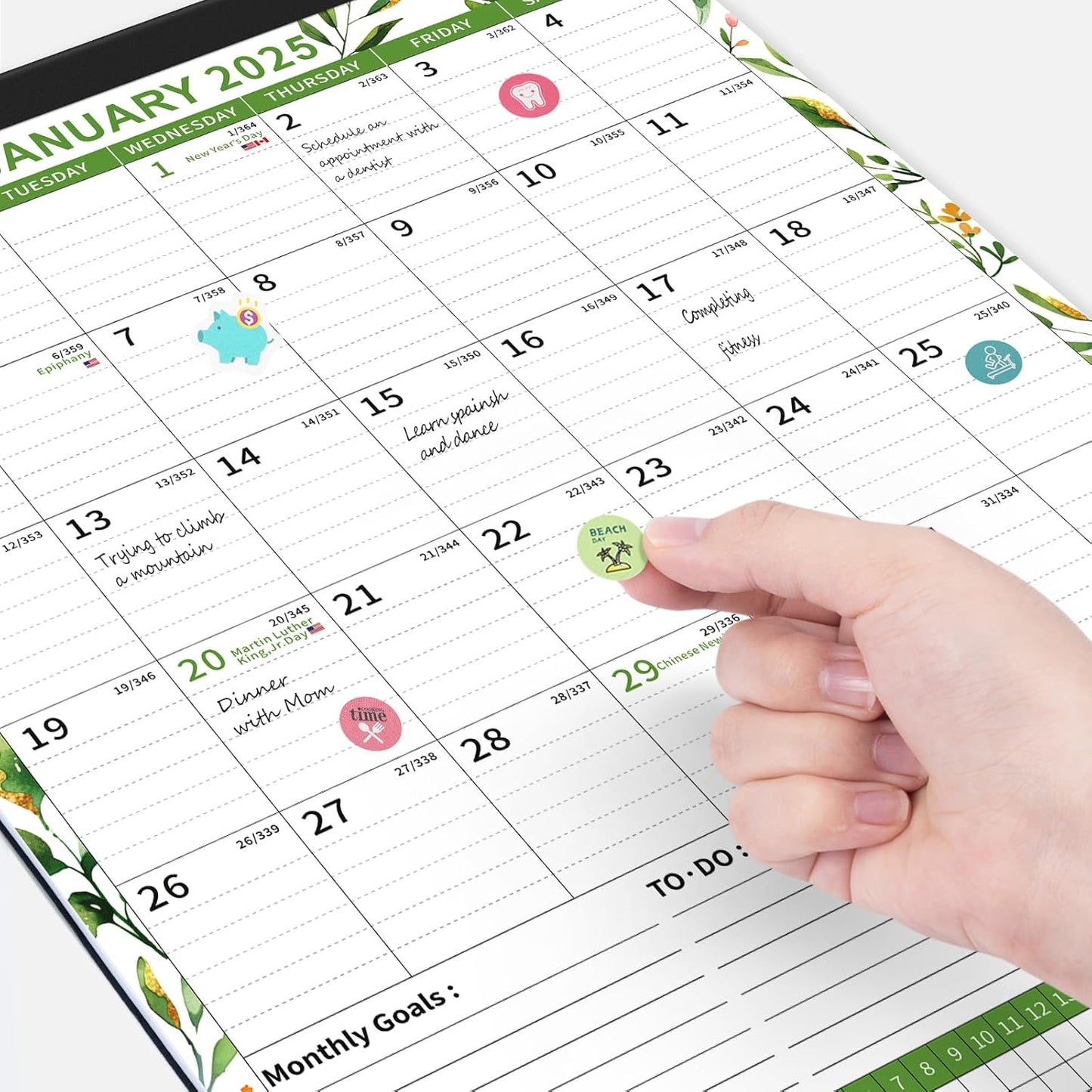 Ospelelf Magnetic Calendar 2025-2026 Wall Calendar 12'' x 17'' Desk Calendar for Refrigerator 18 Months, Use Jan 2025 - June 2026