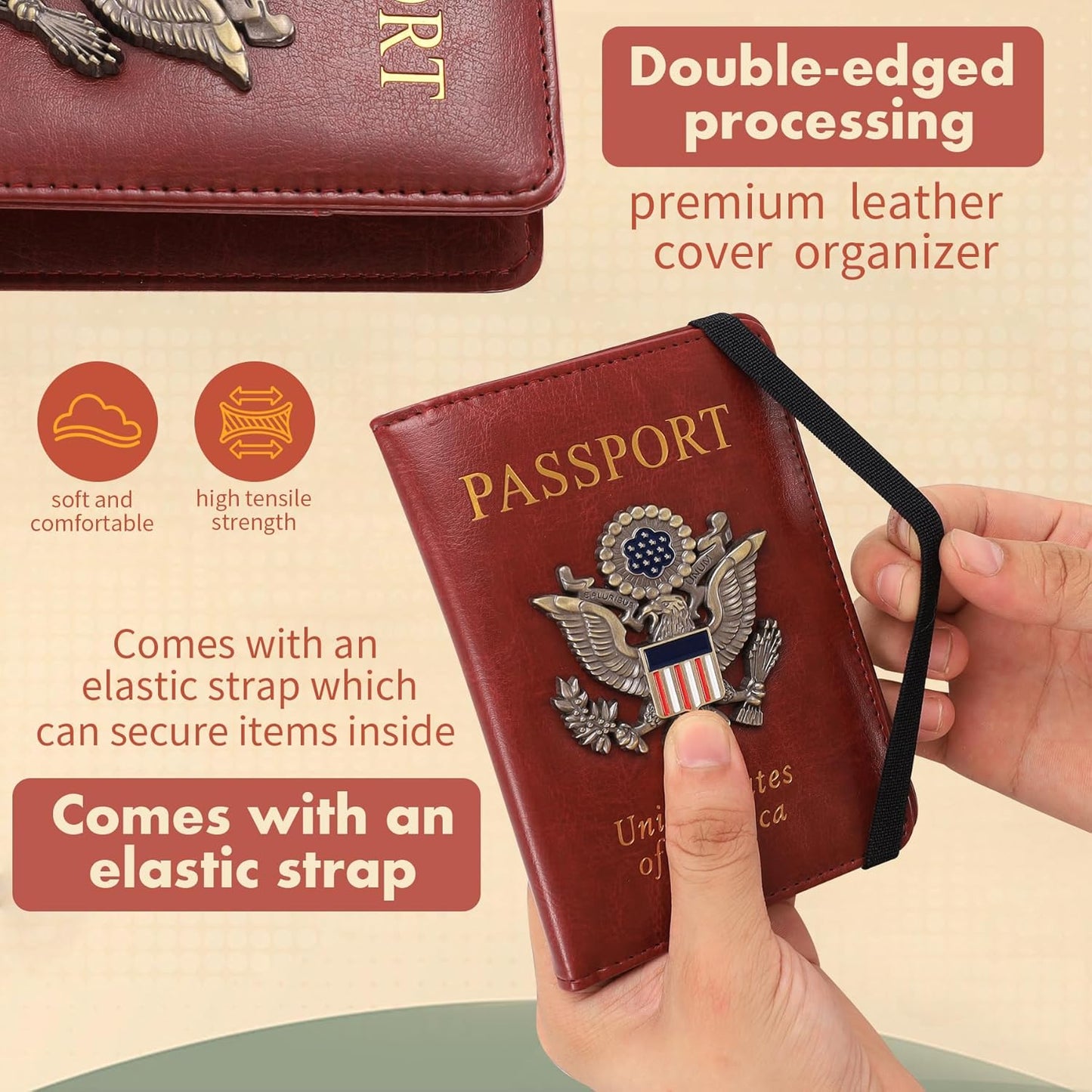 Passport Holder and Card Slot Combo RFID Blocking Leather Travel Passport Wallet for Men and Women US Passport Cover Protector(black)