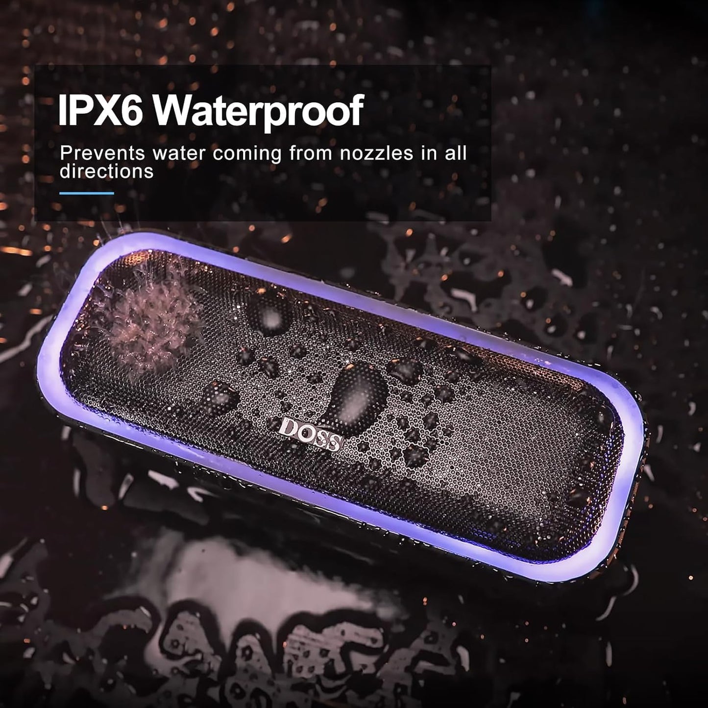 DOSS SoundBox Pro Bluetooth Speaker with 20W Stereo Sound, Active Extra Bass, IPX6 Waterproof, TWS Pairing, Multi-Colors Lights, 20H Playtime, Portable for Outdoor-Cypress Green