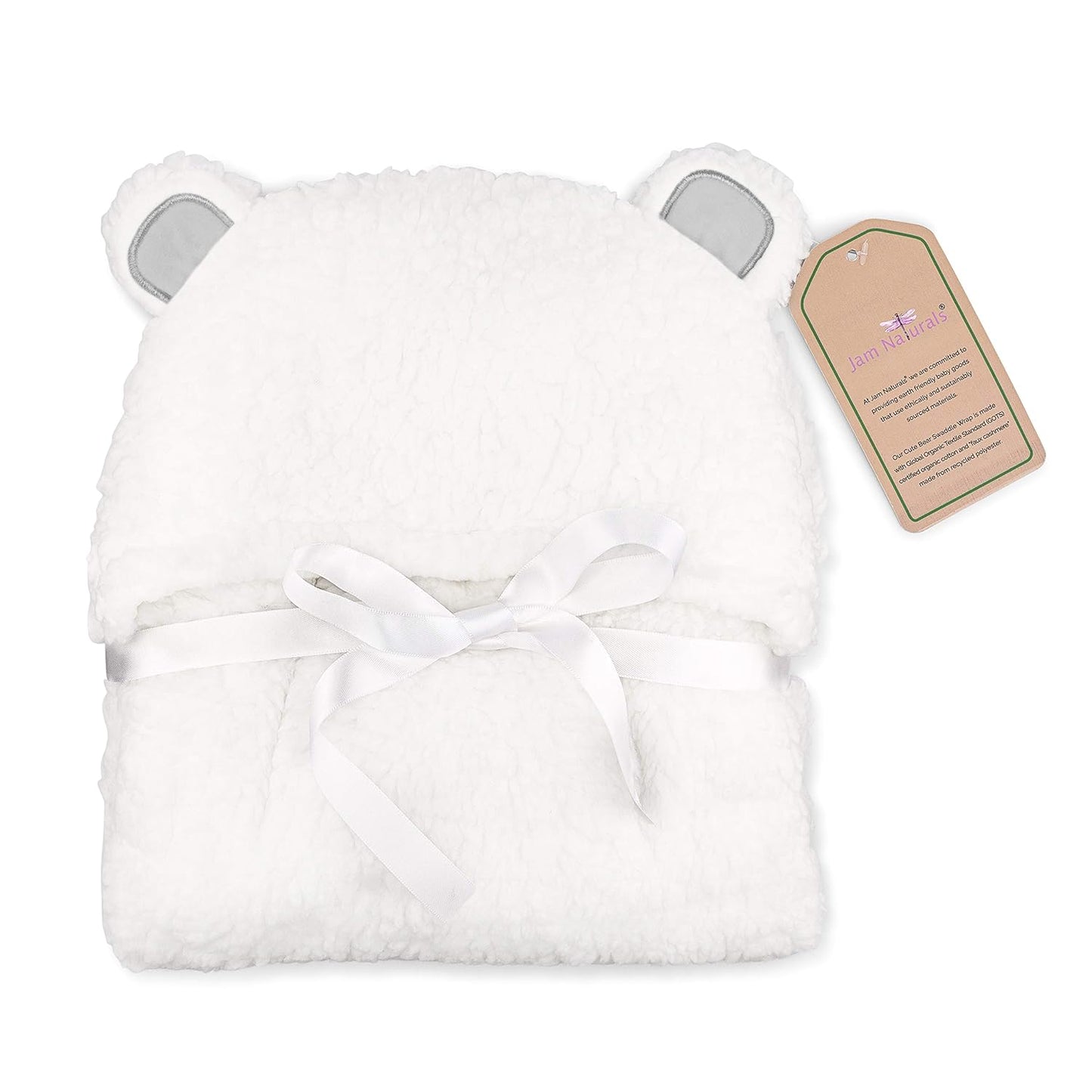 Jam Naturals-Cute Bear Organic Newborn Swaddle Wrap-Gender Neutral Soft Baby Blanket, Newborn Baby Registry Gift(Grey 0-3m)