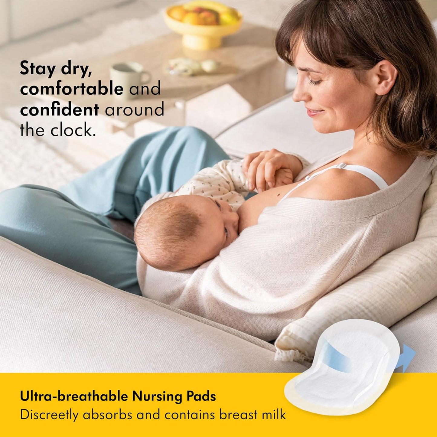 Medela Ultra-Breathable Nursing Pads, Highly Absorbent, Super Soft, Discreet Design for Comfortable Wear, Pack of 60