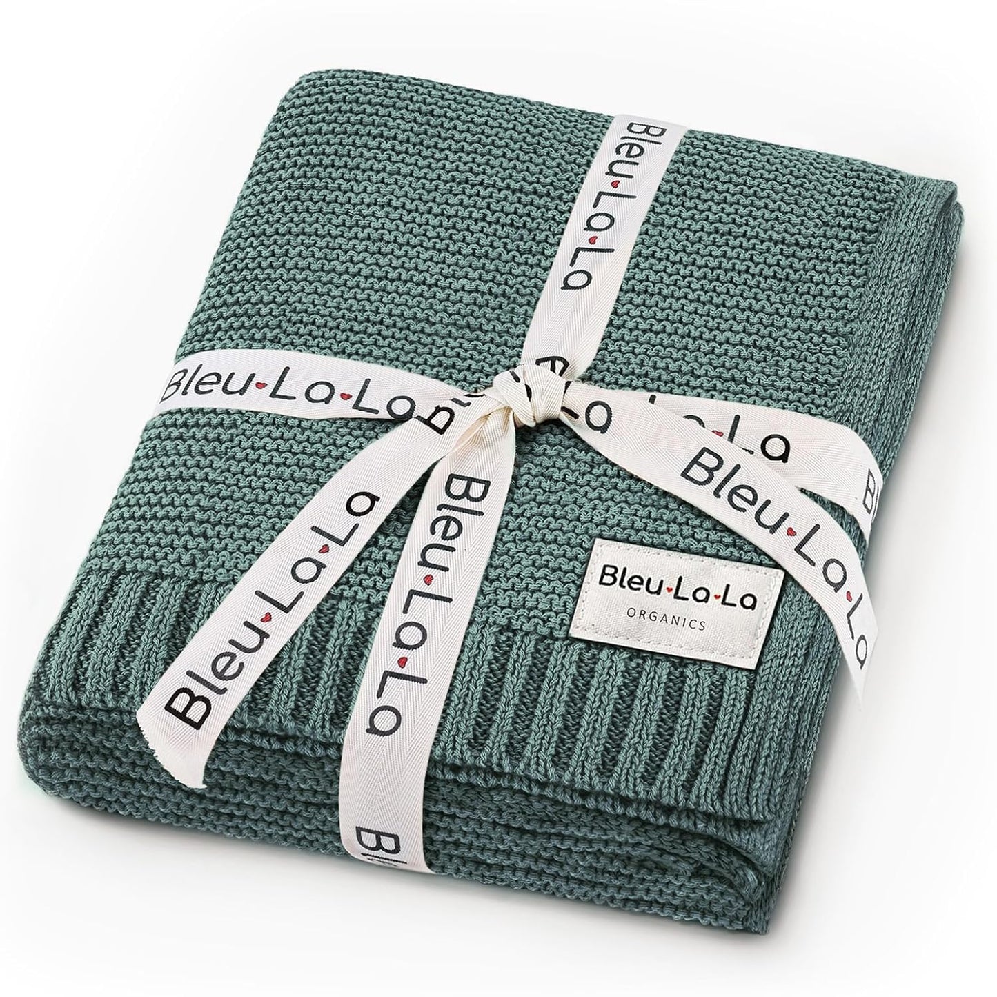 Heritage Knit 100% Organic Cotton Baby Swaddle Blanket for Boys and Girls - Soft Warm Cozy Unisex Receiving Cuddle Crib Blanket for Newborns, Infants & Toddlers (Hunter Green, 0-2 Years)