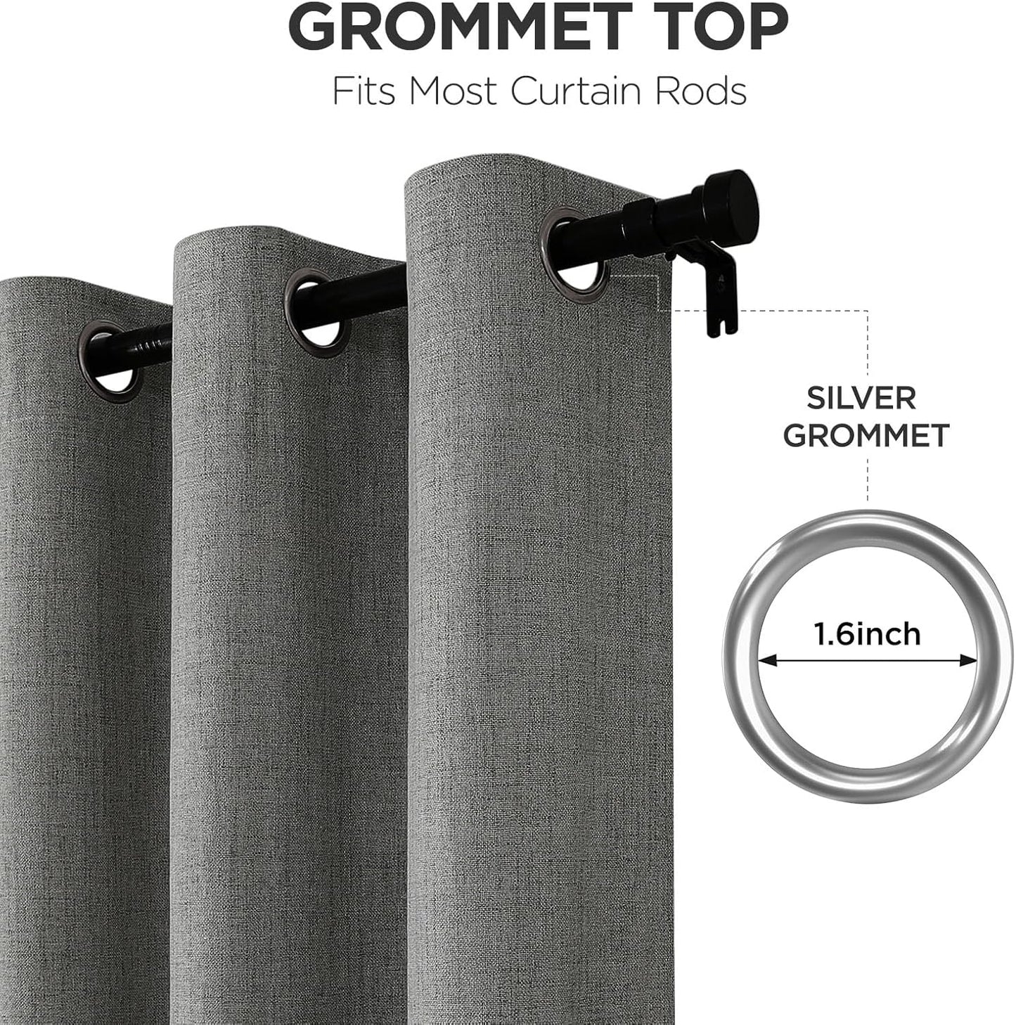 Joydeco Blackout Curtains 72 Inches Long 2 Panels Burg, Room Darkening Curtains for Bedroom, 100% Black Out Textured Thermal Drapes Privacy Protection 2 Panels Set(W52 x L72 Inch, Grey)