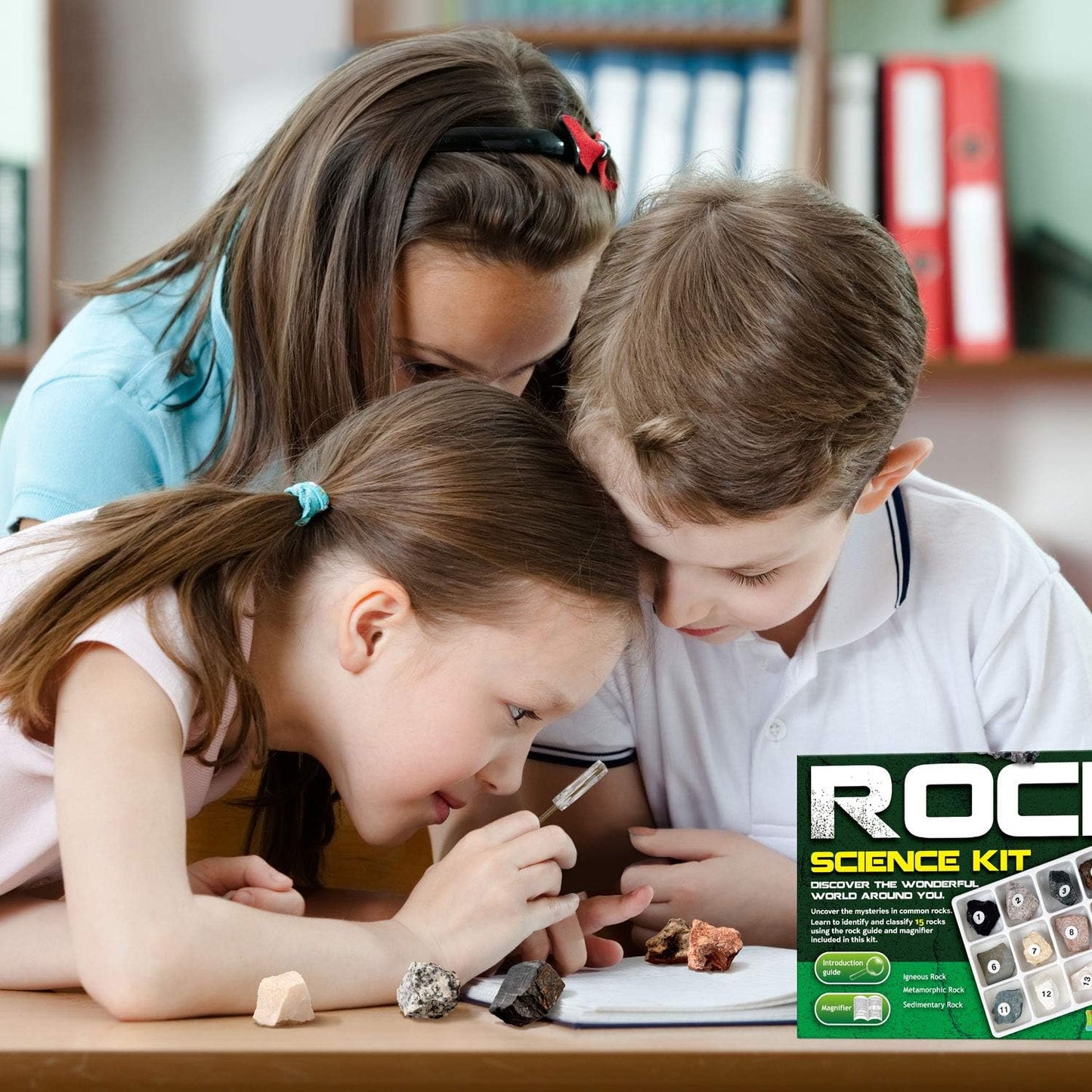 XXTOYS Rock & Stone Collection 15 PCS with Collector Box, STEM Toy Science Kit Geology Mineral Specimens Gift Presents for Kid Geologists