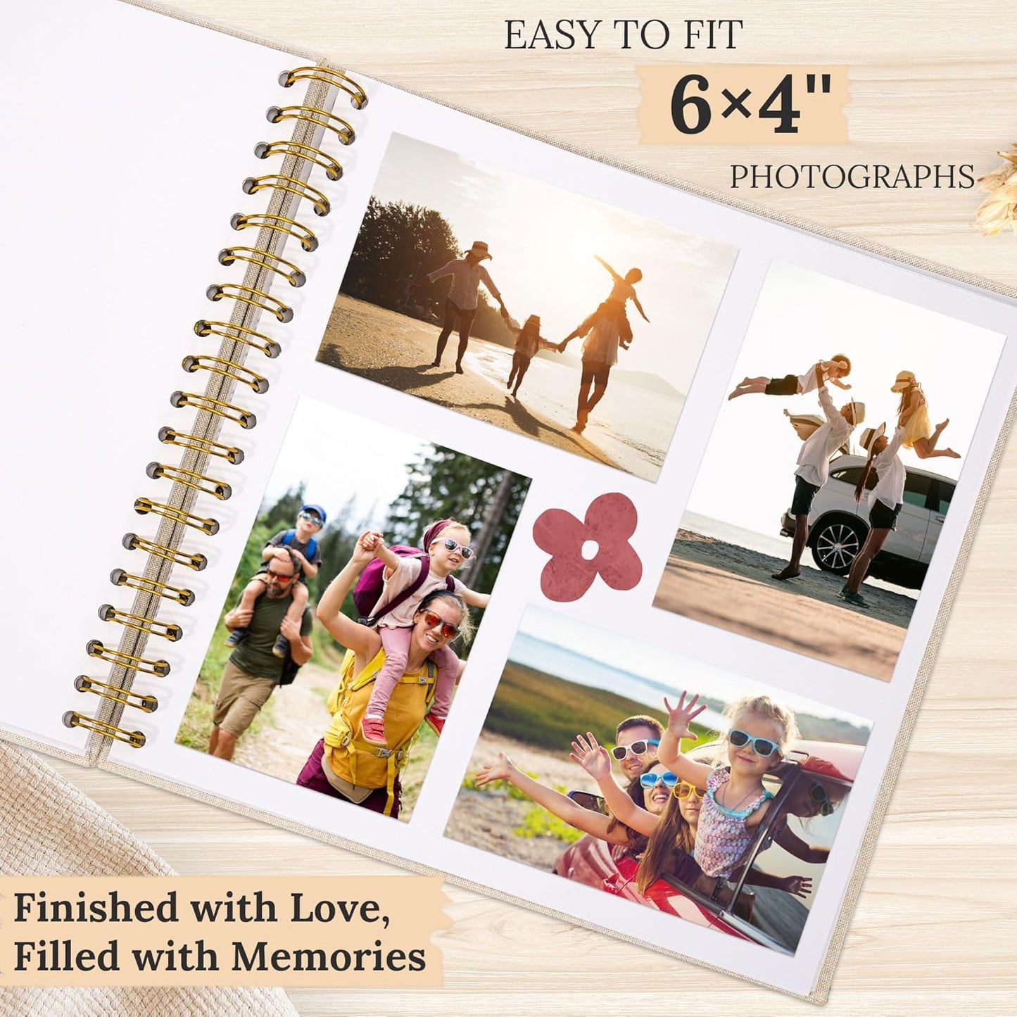 Scrapbook Photo Album Linen Cover, 12 x 12 Inch Hardcover Kraft White Pages Memory Book, for Travel Wedding Guest Book Christmas Baby Shower (40 Sheets/ 80 Pages,Orange)