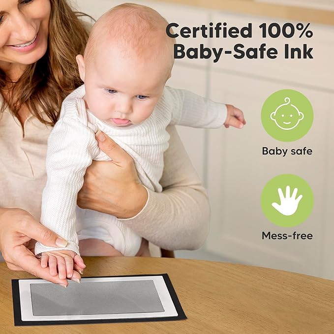 1-Pack Inkless Baby Hand and Footprint Kit - Mess Free Ink Pad for Newborn Keepsake, Dog Nose & Paw Print Kit, Clean Touch Ink Pad for Baby Hand & Footprints, Ideal New Mom Gifts(Silver, Jumbo)