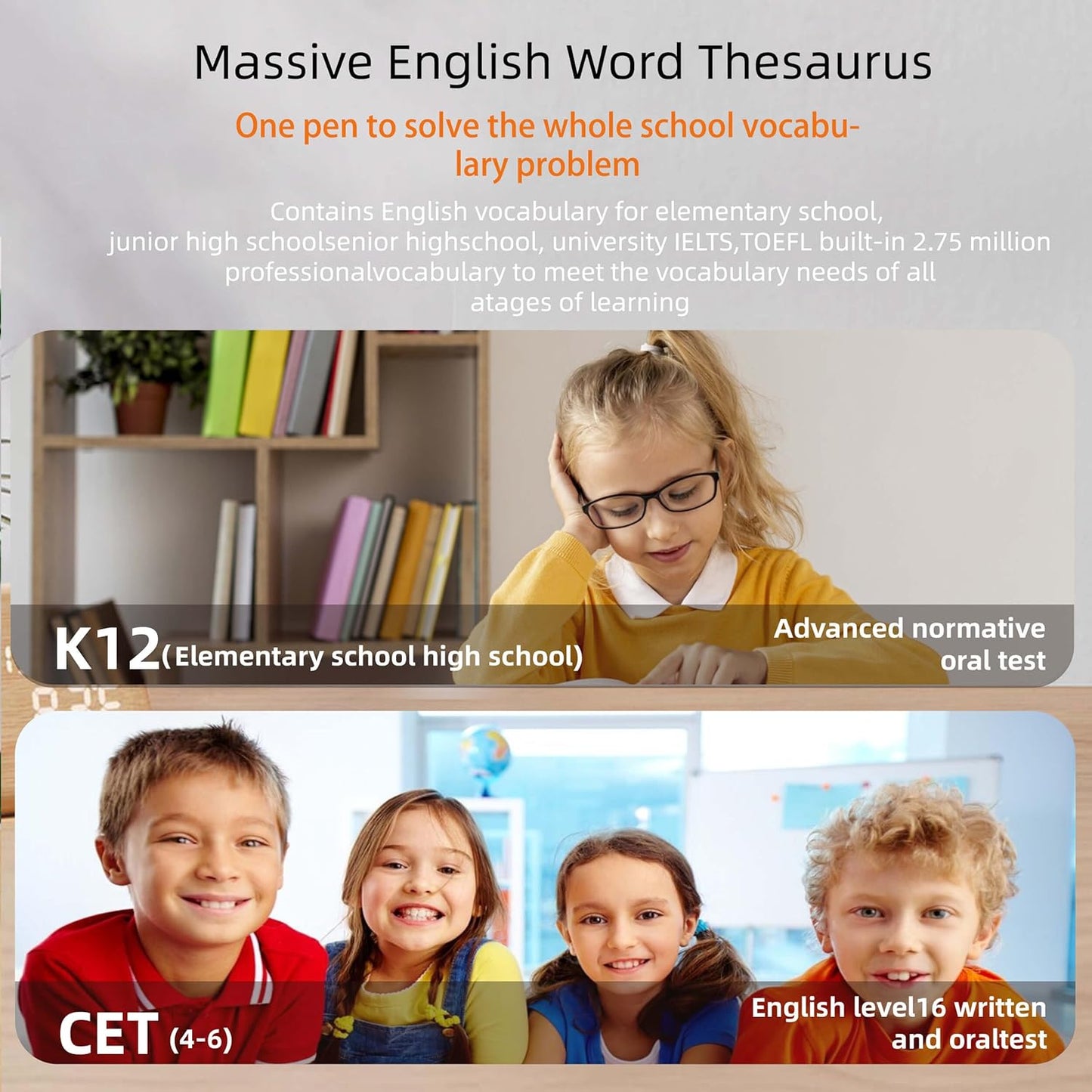 Translator Pen for Dyslexia & Language Learning - 112 Languages Voice Translation Device with Offline Mode, Text Excerpt & Portable Scan Reader Pen for Kids/Adults (Grey)