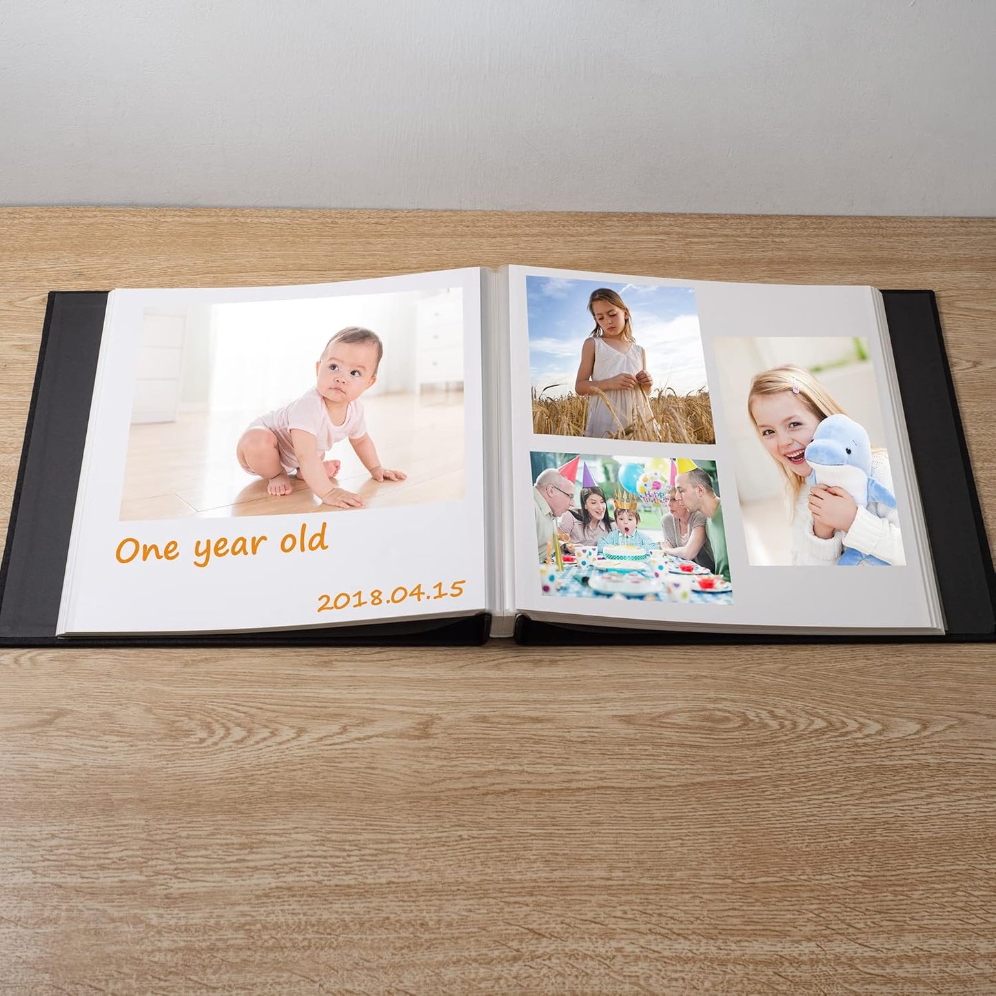 Photo Album Self Adhesive Scrapbook Album for 4×6 Pictures DIY Magnetic Linen Cover Album 30 Blank Pages for Family Wedding, Birthday, Christmas, Anniversary (Black)