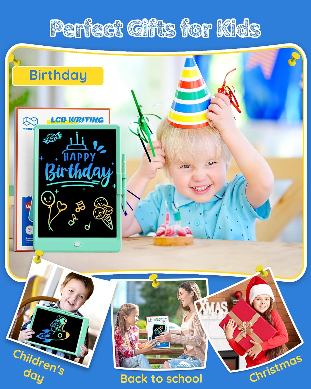 TEKFUN Kids Toys 10Inch LCD Writing Tablet, Mess Free Coloring Doodle Board, Drawing Pad for Kids Games Educational Toys for Ages 3-10 Girls Boys (Green)