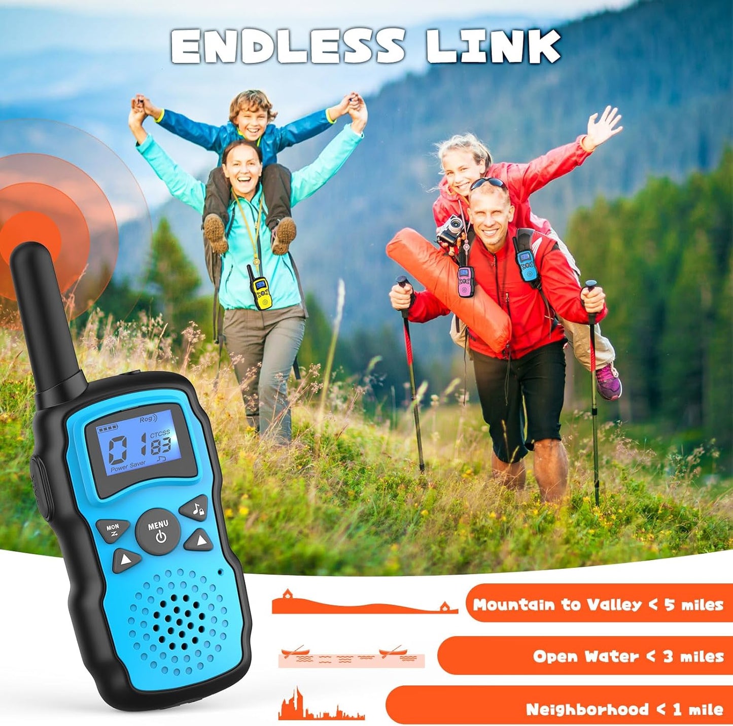 Wishouse Walkie Talkies for Kids Rechargeable Long Range,4 5 6 7 8 Year Old Boy Girl Birthday Gift,Camping Games Cool Toys Ideas for Children with 6000mAh Batteries,Flashlight,Lanyard,2 Pack Pink Blue