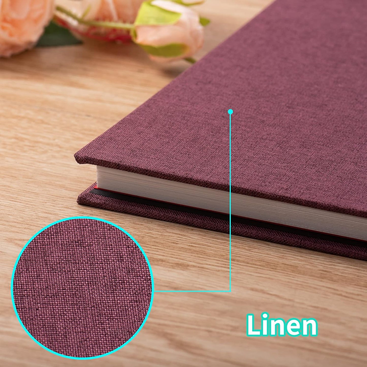 Photo Album Self Adhesive Scrapbook Album for 4×6 Pictures DIY Magnetic Linen Cover Album 15 Sheets/30 Blank Pages for Family Wedding, Birthday, Christmas, Anniversary (Purple)