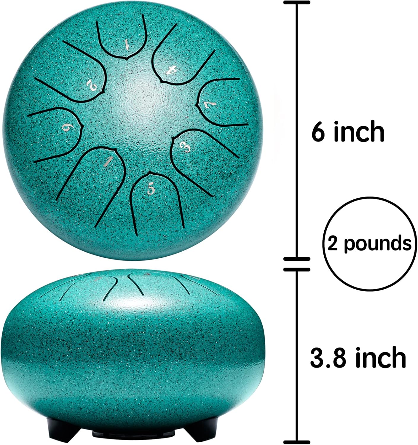 Steel Tongue Drum Percussion, 6 Inch 8 Notes Musical Instruments, Music Gifts for Family Friends (Malachite)