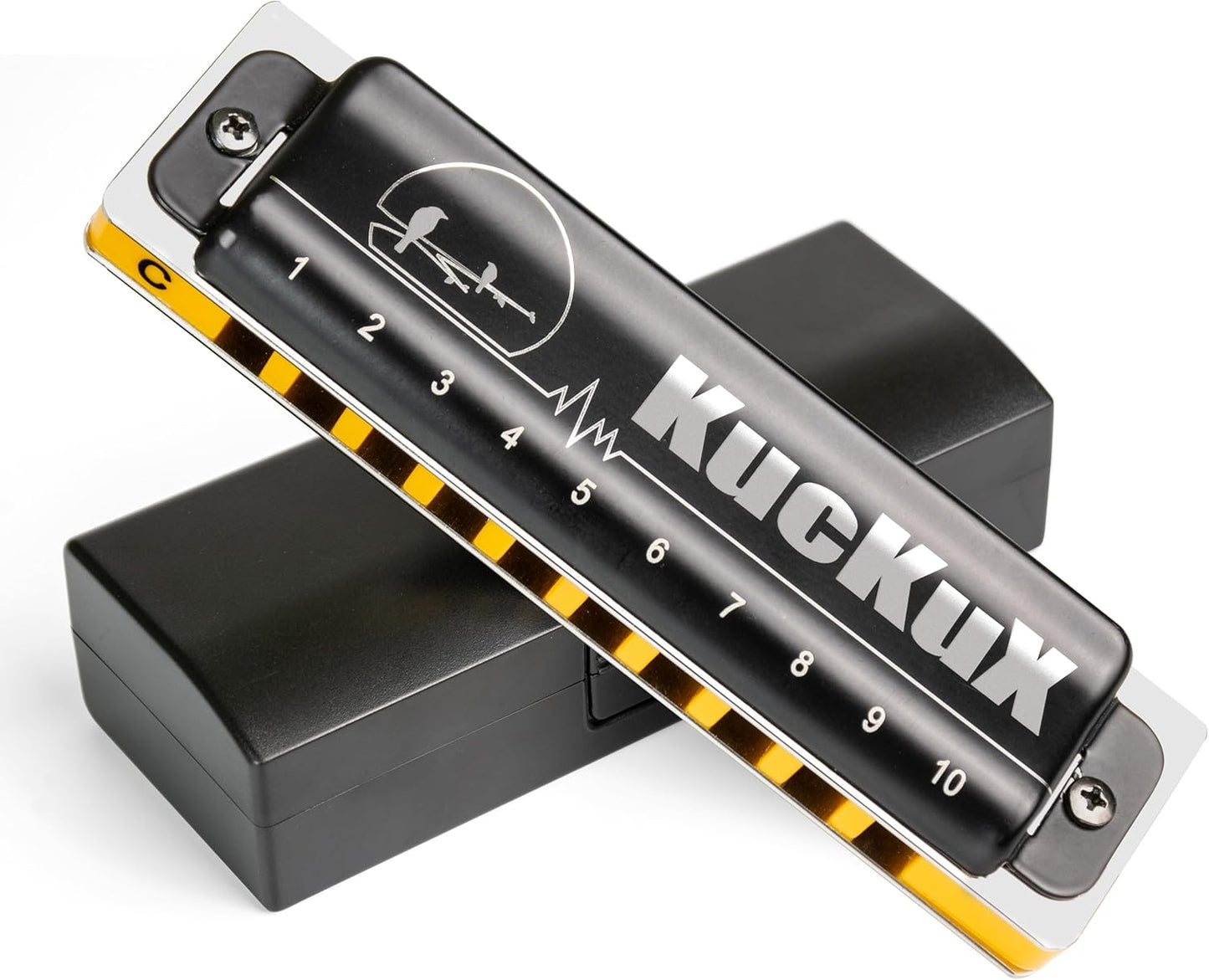 Diatonic Harmonica of C Key,Blues Mouth Organ 10 Holes 20 Tones, Reed of Phosphor Bronze, ABS Combo, Easy-Clean Cover,10 Holes Blues Harp for Adult, Beginner