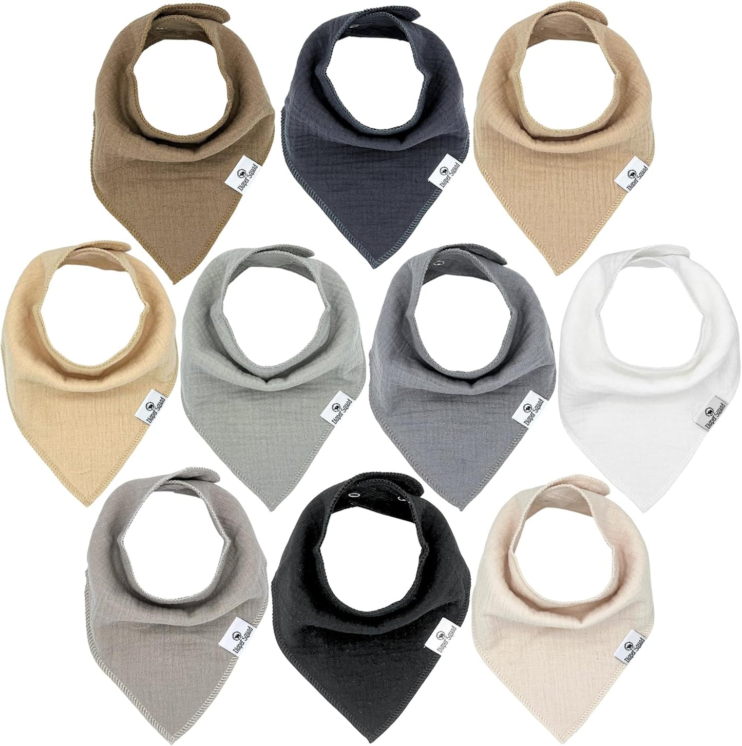 DiaperSquad's Baby Bibs for Drooling and Teething, Bibs for Boys, Baby Girl - Solid Cotton Baby Drool Bibs