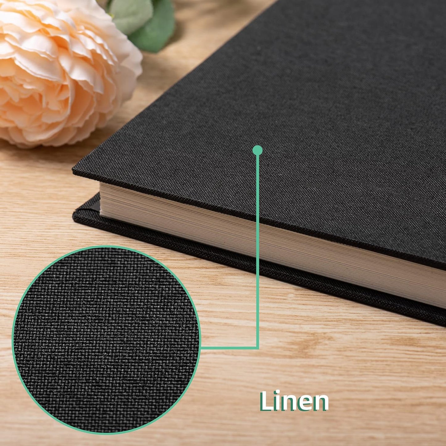 Large Photo Album Self Adhesive Scrapbook Album for 4×6 5×7 8×10 Pictures DIY Magnetic Linen Cover Album 40 Pages for Family Wedding Gifts with Metal Pen and Plastic