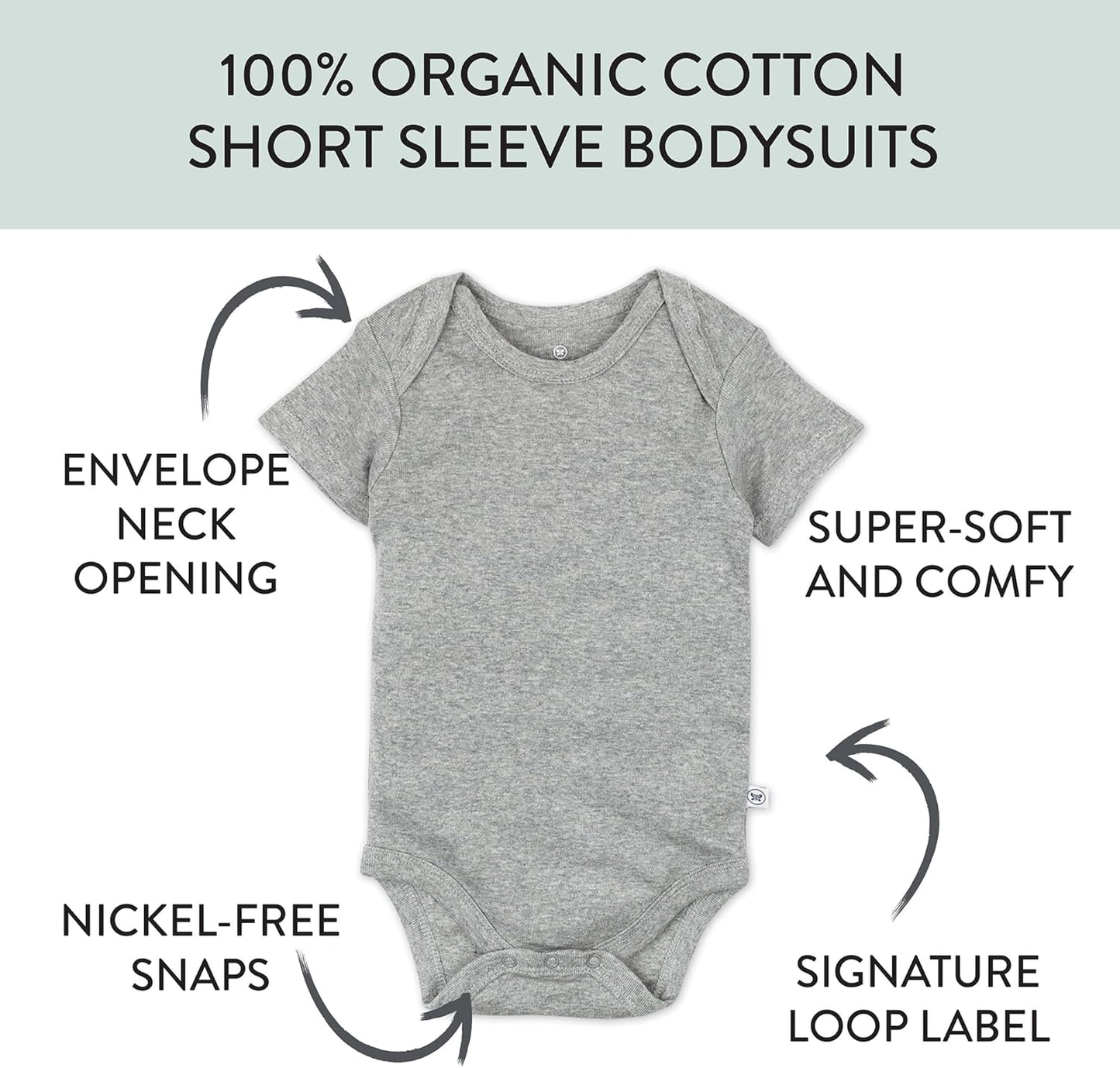HonestBaby unisex-baby 10-pack Short Sleeve Bodysuits One-piece 100% Organic Cotton for Infant Baby Boys, Girls