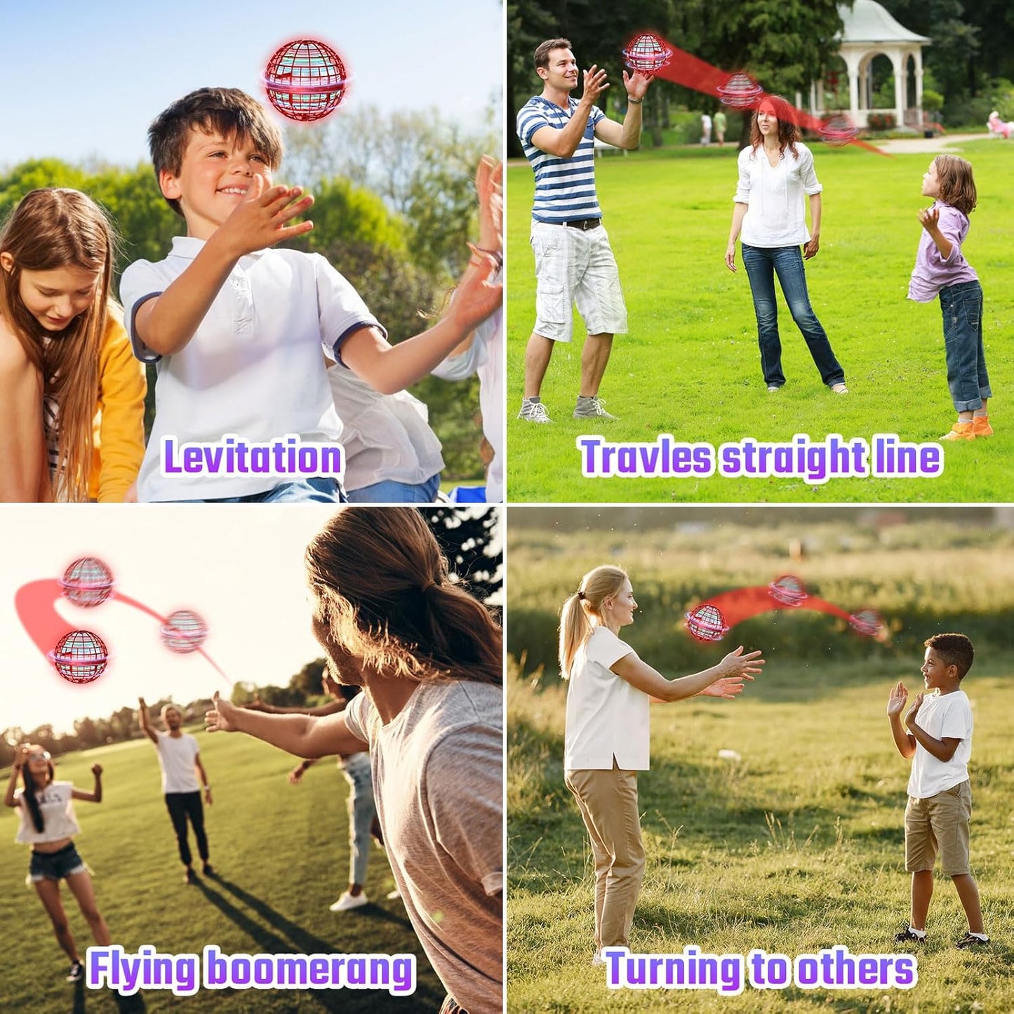 Sosuy 2025 Flying Orb Ball Toy - Christmas Novelty Hover Balls Galaxy Boomerang Hand Drone Orbit Magic Floating Mini Outdoor Fidget Stocking Stuffer for Boys Girls Teens Kids Father's Day（Red）