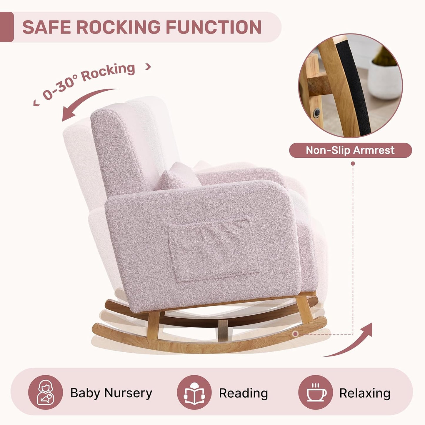 Glider Chair with Ottoman Light Pink