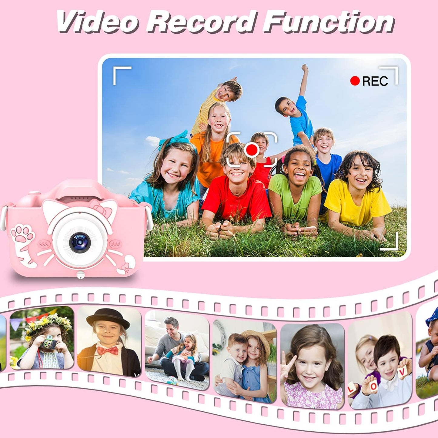 Goopow Kids Camera Toys for 3-8 Year Old Girls Boys,Children Digital Video Camcorder Camera with Cartoon Soft Cover, Best Chritmas Birthday Festival Gift for Kids - 32G SD Card Included
