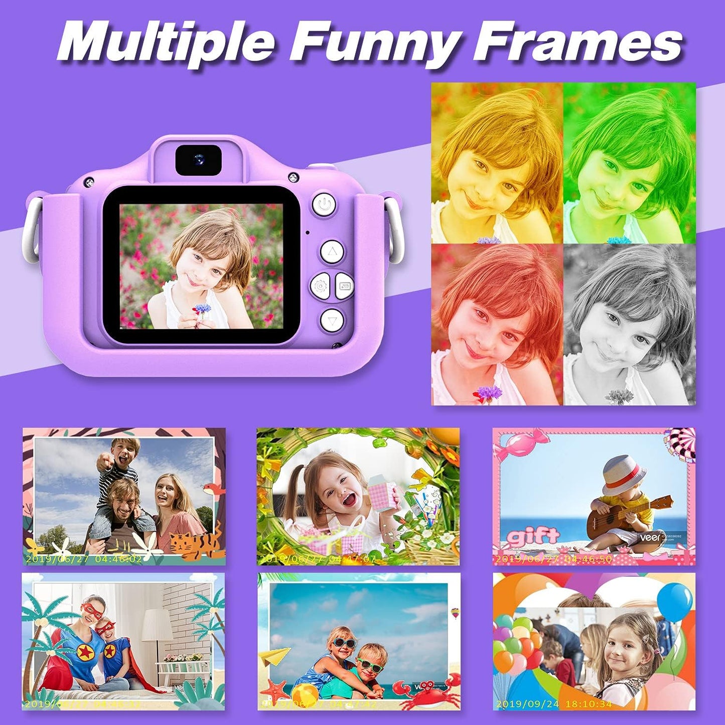 Goopow Kids Camera Toys for 3-8 Year Old Girls Boys,Children Digital Video Camcorder Camera with Cartoon Soft Cover, Best Chritmas Birthday Festival Gift for Kids - 32G SD Card Included