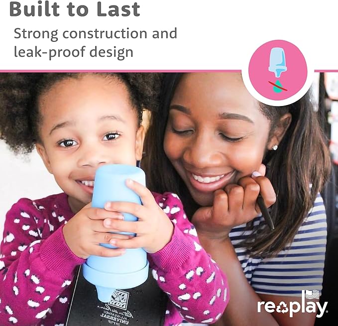 Re-Play Sippy Cups for Toddlers - 10 Oz. Reusable Spill Proof Cups for Kids, Dishwasher/Microwave Safe - Made in USA - Set of 4-3.13" x 6.25" - Grinchmas