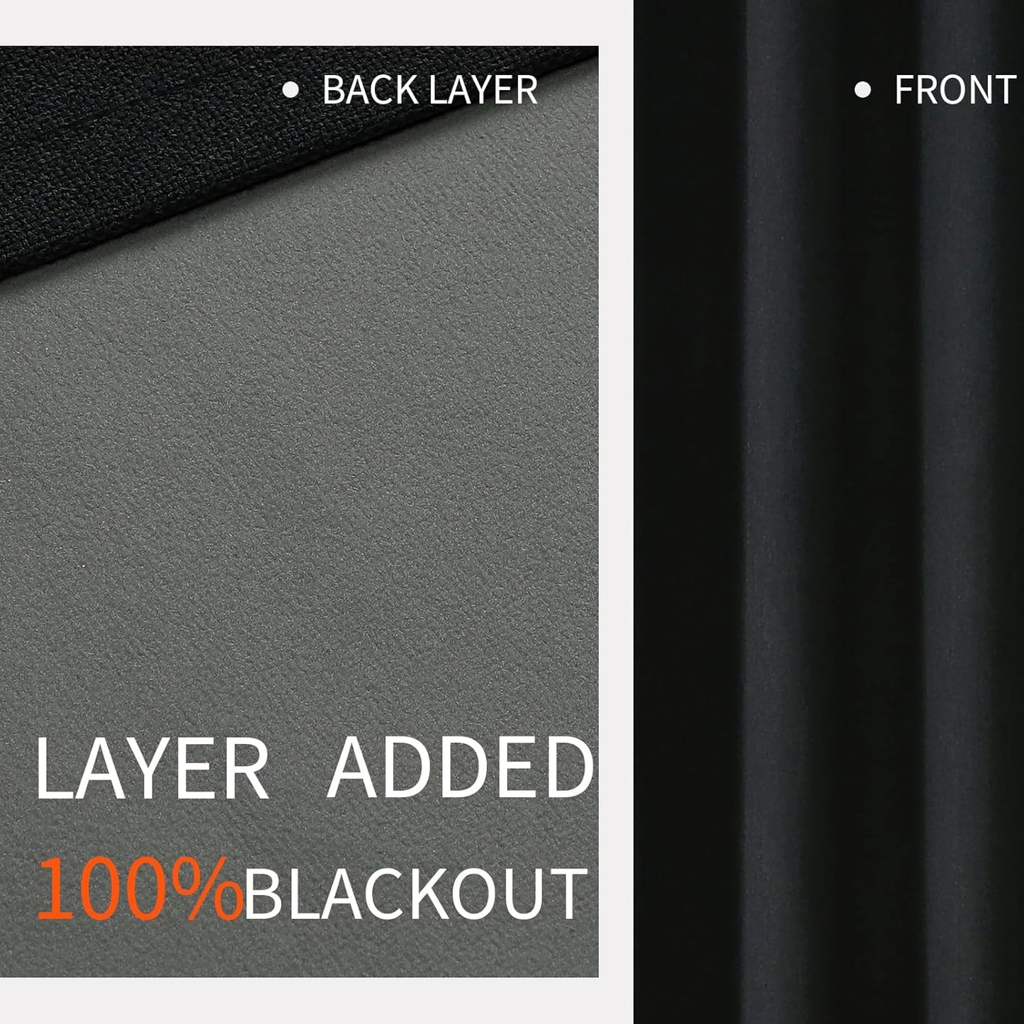 Joydeco Blackout Curtains 72 Inches Long 2 Panels Burg, Room Darkening Curtains for Bedroom, 100% Black Out Textured Thermal Drapes Privacy Protection 2 Panels Set(W52 x L72 Inch, Black)