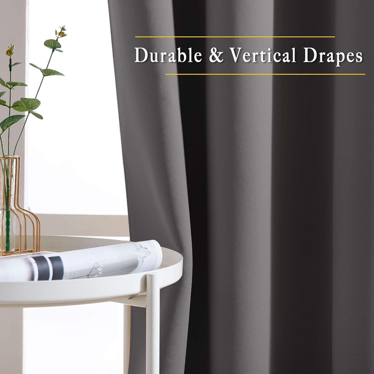 NICETOWN Grey Room Darkening Curtains Blackout 30 inch Curtains for Kitchen, Grommet Solid Window Treatments Sound Reducing for Bedroom, 2 Panels, W37 x L30, 2 Panels