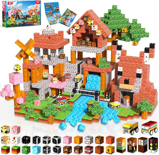 200 PCS Magnetic Blocks - Magnetic Building Blocks Cubes, Magnet Toys for Kids Age 3+, Toy Building Set for Kids, Magnets Stacking Construction Birthday Gifts for Boys Girls Age 4-8, 8-12