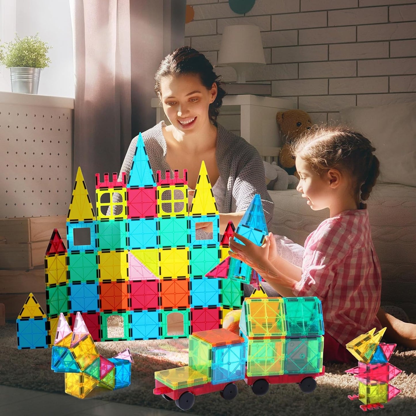 Jasonwell 108PCS Magnetic Tiles Building Blocks Set for Boys Girls Preschool Educational Magnet Construction Kit Stacking STEM Toys Christmas Birthday Gifts for Kids Toddlers 3 4 5 6 7 8 9 + Year Old