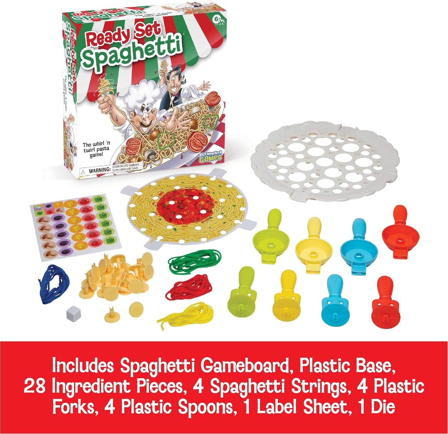 PlayMonster Ready Set Spaghetti Board Game – Kids Games, Family Game, Multi-Player, Board Games for Family Night, Preschool Toys, Hand-Eye-Coordination Game, Ages 6+